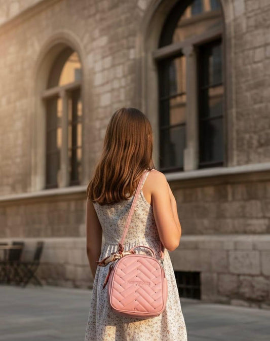 Chevron Quilted Mini Bag - Pink