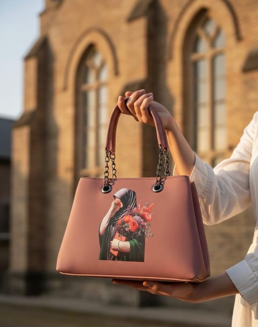 Hijab Art Canvas Handbag - Peach