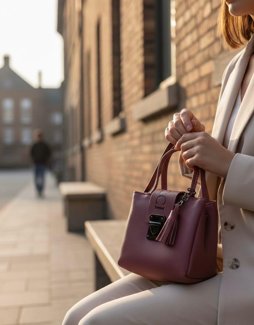 Tan Top-Handle Satchel Bag - Dusty Pink