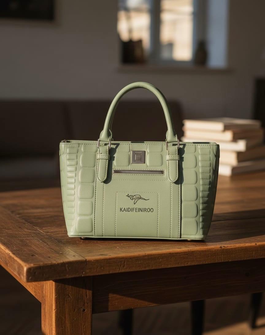 KAIDIFEINIROO Crocodile Pattern Handheld Bag - Mint Green
