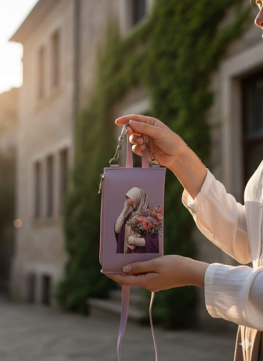 Hijabi Girl Design Mobile Pouch - Smoke Purple