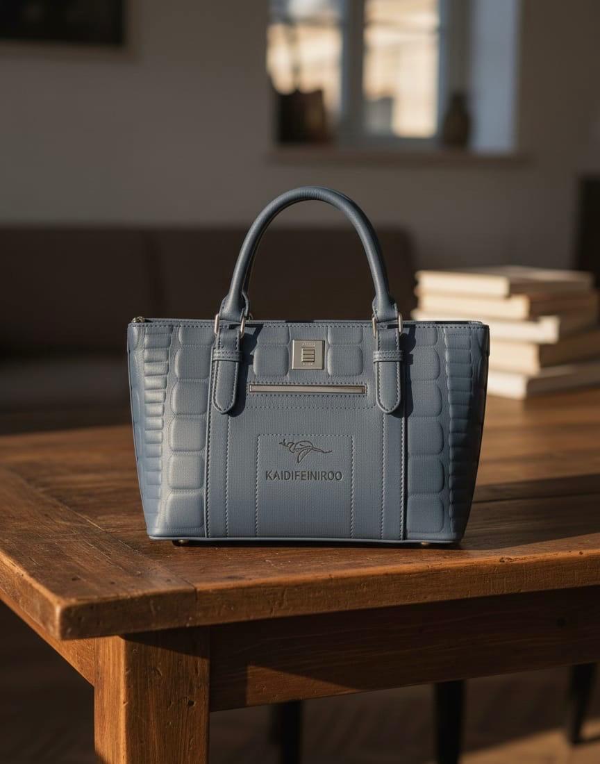 KAIDIFEINIROO Crocodile Pattern Handheld Bag - Slate Blue