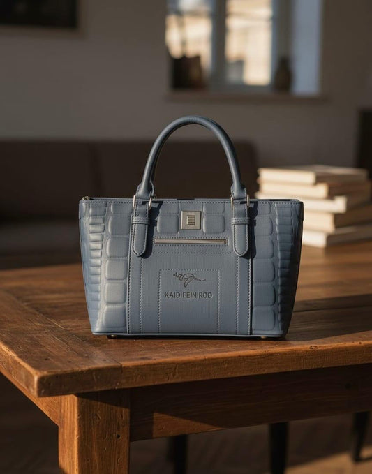 KAIDIFEINIROO Crocodile Pattern Handheld Bag - Slate Blue