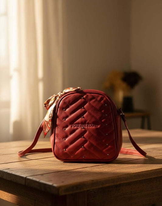 Chevron Quilted Mini Bag - Red