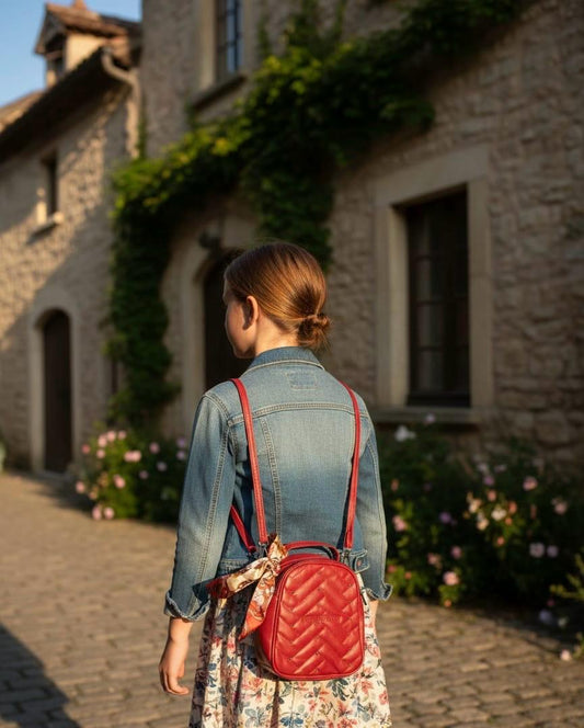Chevron Quilted Mini Bag - Red
