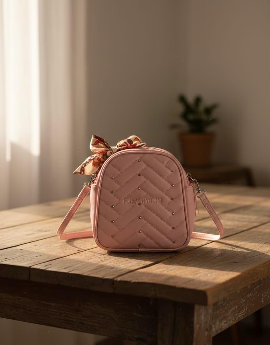 Chevron Quilted Mini Bag - Pink