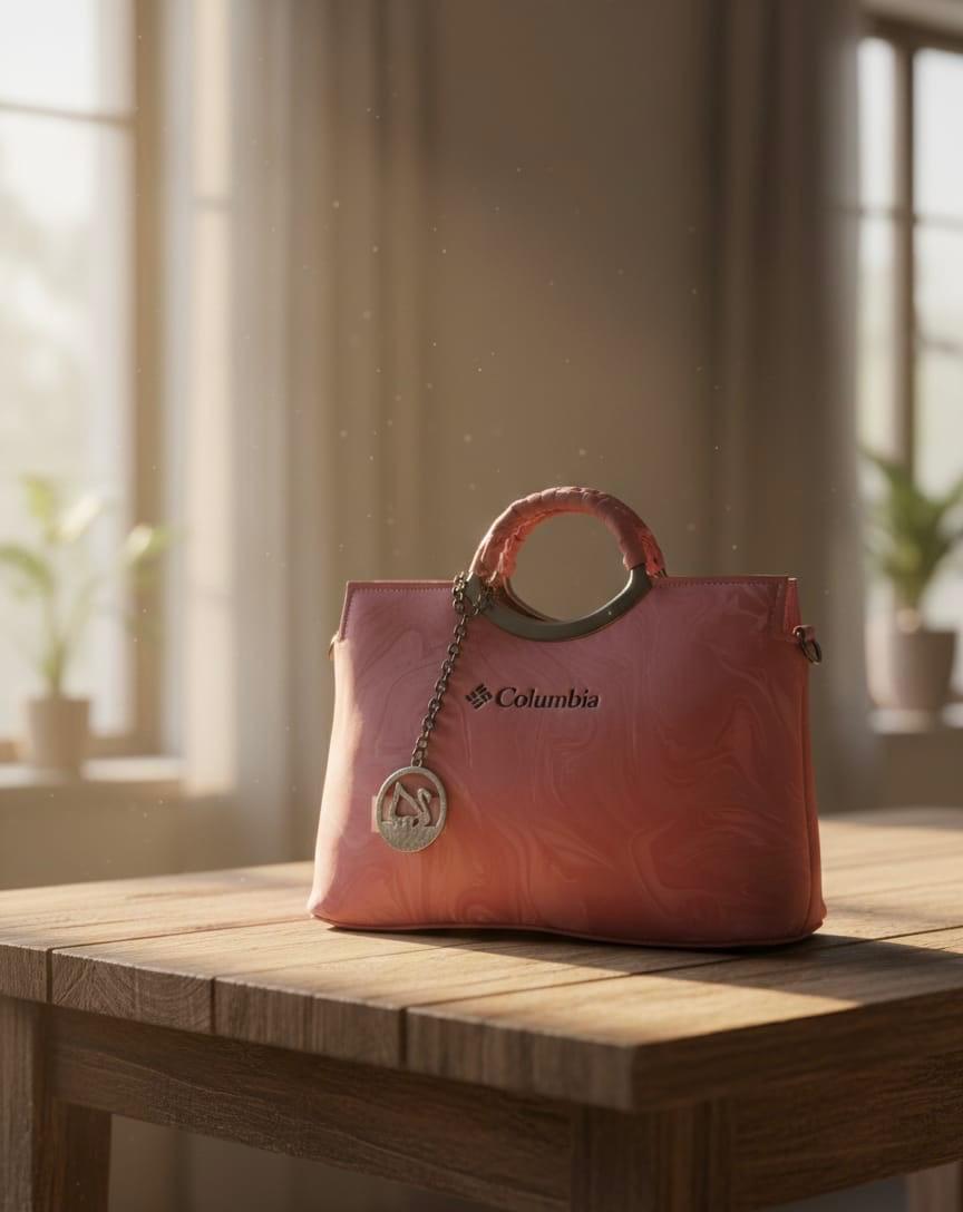 Flora Gold Handle Tote Handbag - Pink