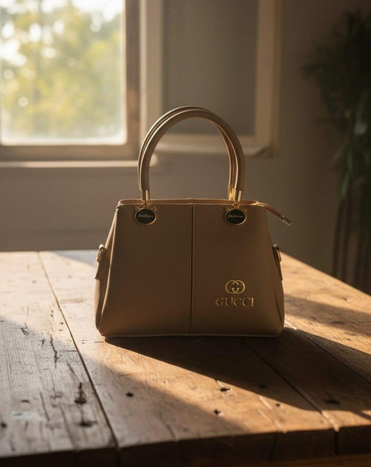 Gucci-Branded Top-Handle Satchel - Beige