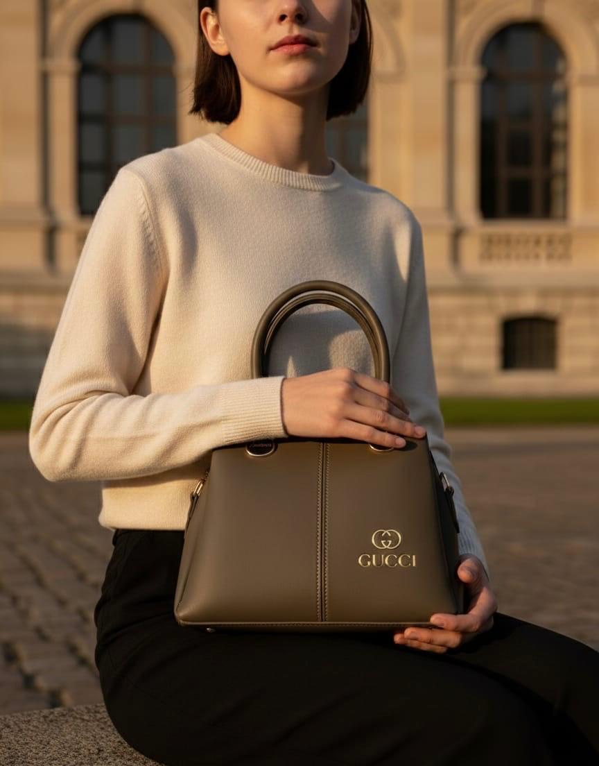 Gucci-Branded Top-Handle Satchel - Brown