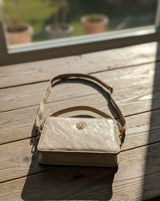 Girls Cream Monogram Box Cross-Body Bag