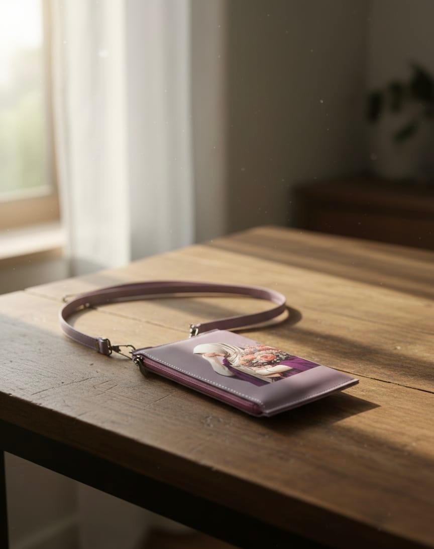 Hijabi Girl Design Mobile Pouch - Smoke Purple
