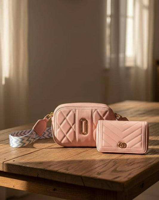 The Quilted Crossbody Bag - Blush Pink