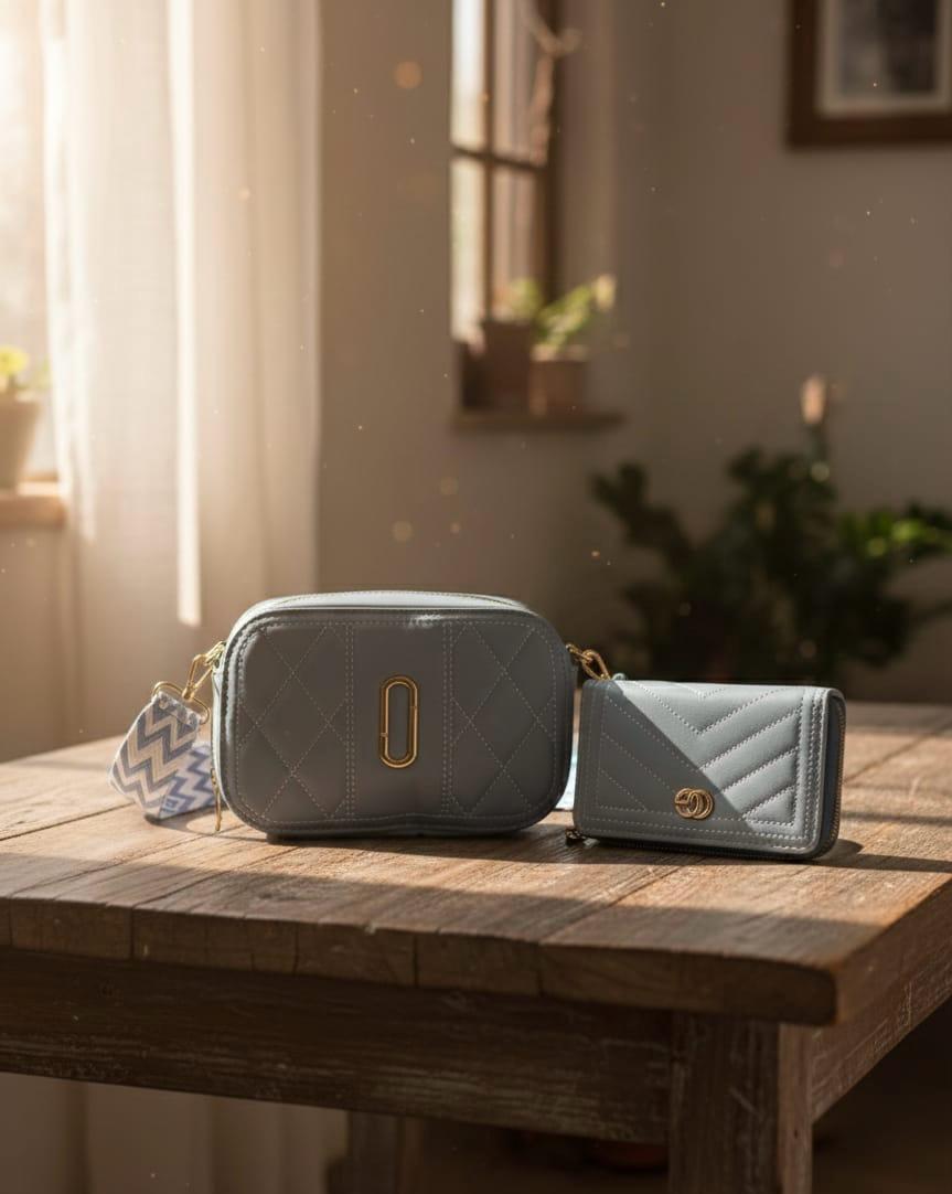 The Quilted Crossbody Bag - Grey