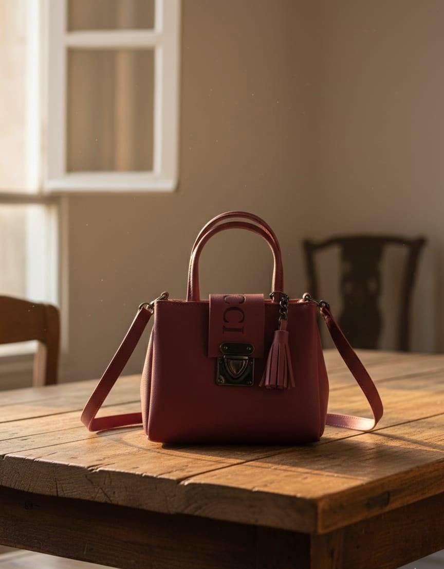 Tan Top-Handle Satchel Bag - Dusty Pink